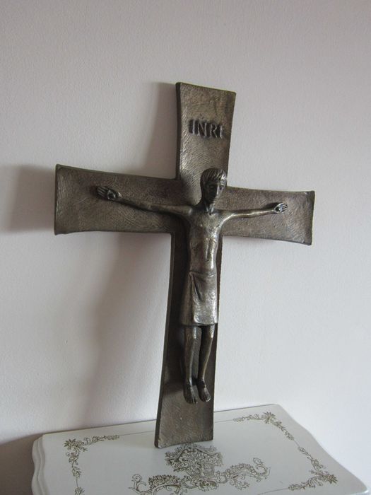 cadou rar Corpus Christi Cruce Crucifix design Weinert bronz masiv 2kg