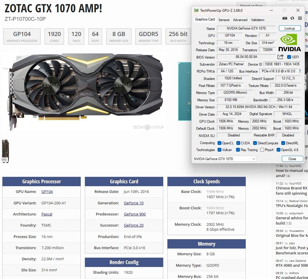 GTX 1070 8GB PowerBoost Zotac видеокарта
