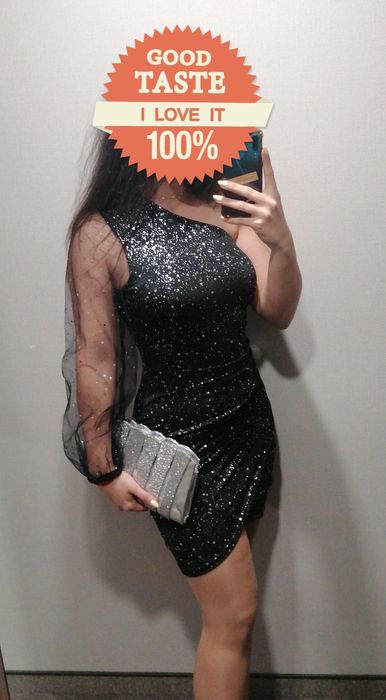 Черна блестяща парти рокля