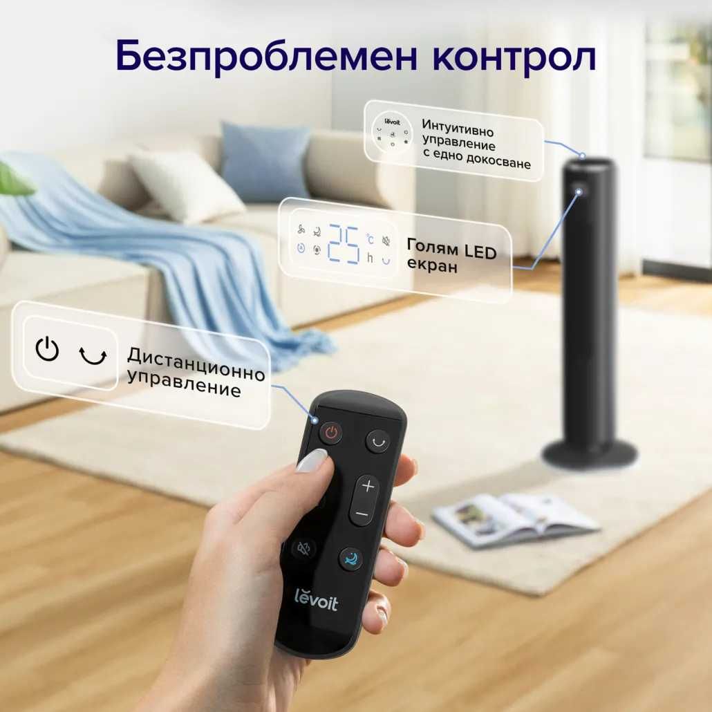 Вентилатор тип кула Levoit TempSense 42 DC Tower Fan (107 см)