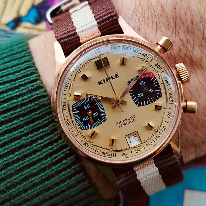 KIPLE Cronograf Vintage Panda Yachting, cal elvetian Valjoux 7734 data