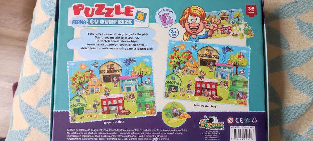 Puzzle cu ferestruici + carte Primele mele culori si forme