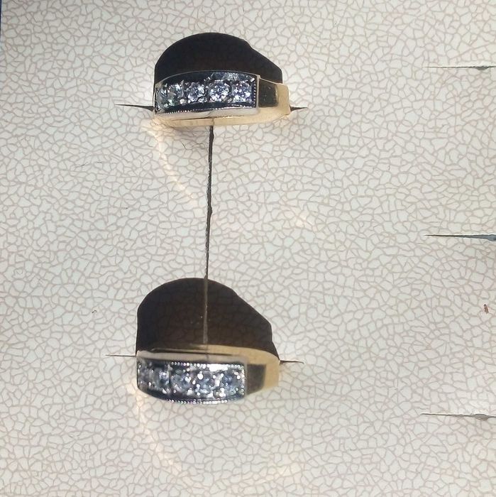 Руски / СССР /диамантени супер редки златни обеци 18 к.  от 70 години