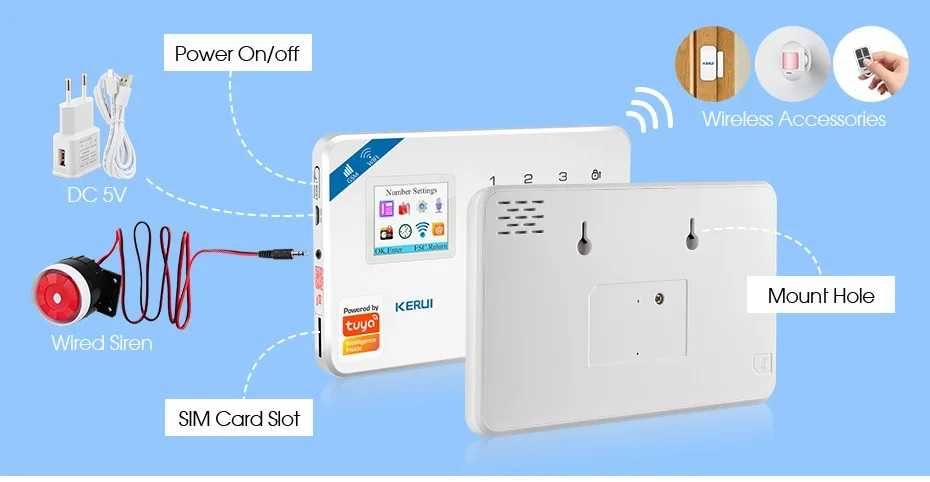 Монтаж на Gsm& WiFi безжична аларма . Известия и позвънява на телефон.