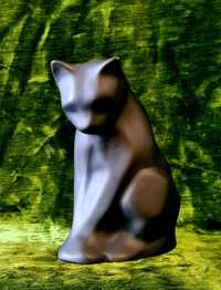 Френска art deko Керамична сиамска скулптура на котка.