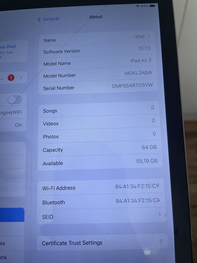 iPad Air 2 64GB A1566 9.7"