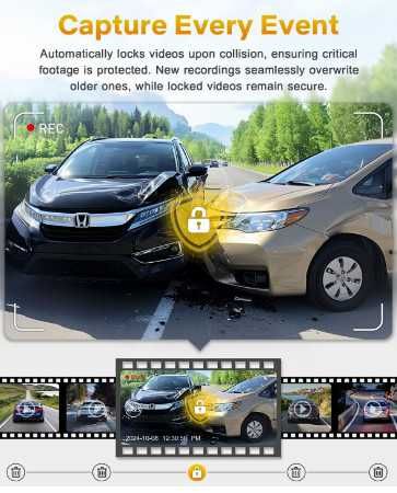 Видеорегистратор GKU D200 Dash Cam, 4K предна камера за кола
