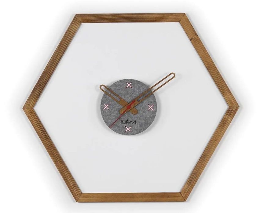 Ceas perete lemn hexagonal/ Piesă decorativă