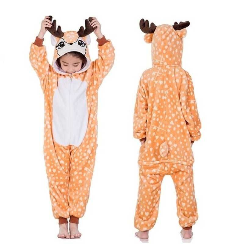 Pijama intreaga, tip salopeta, model Ren, stil Little Bambi , noua