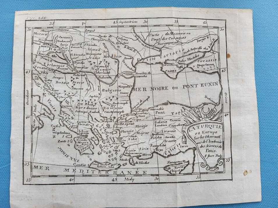 Harta a Imperiului Otoman si a teritoriilor vecine, tiparita in 1744