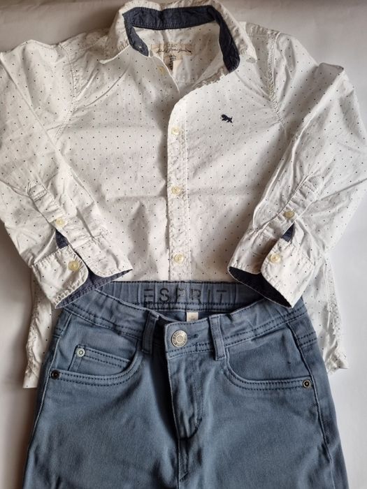 Детска бяла риза H&M и син панталон  Esprit, размер 122 см.