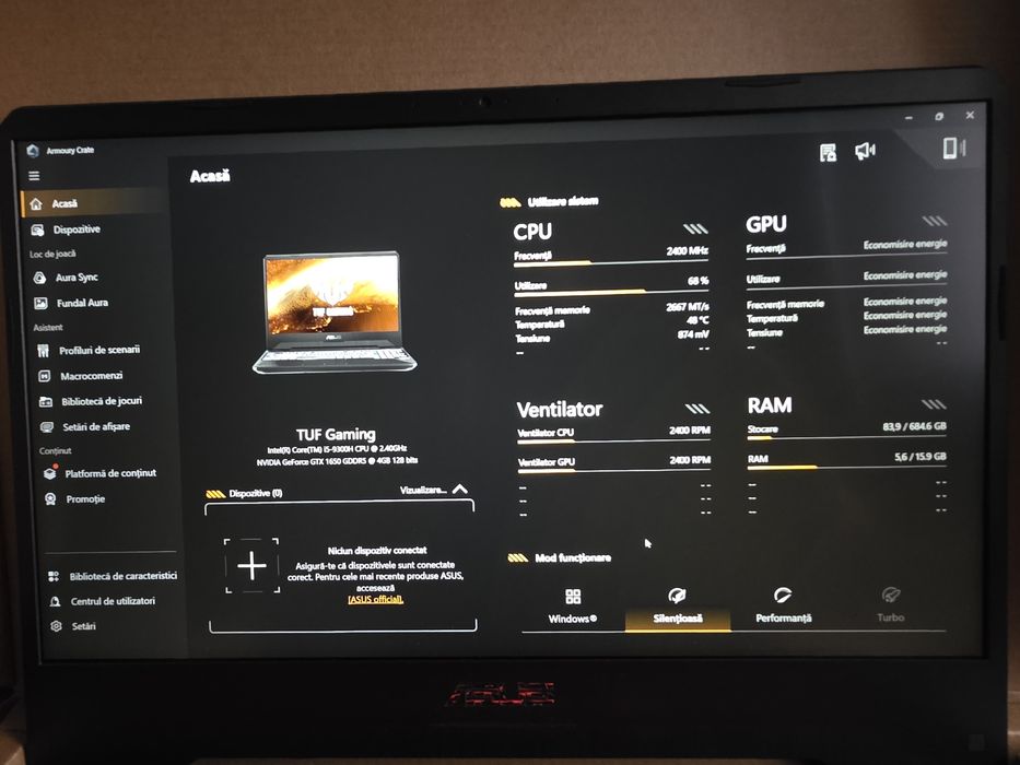 Vând laptop gaming Asus Tuf FX505GT, an 2020.11.16
