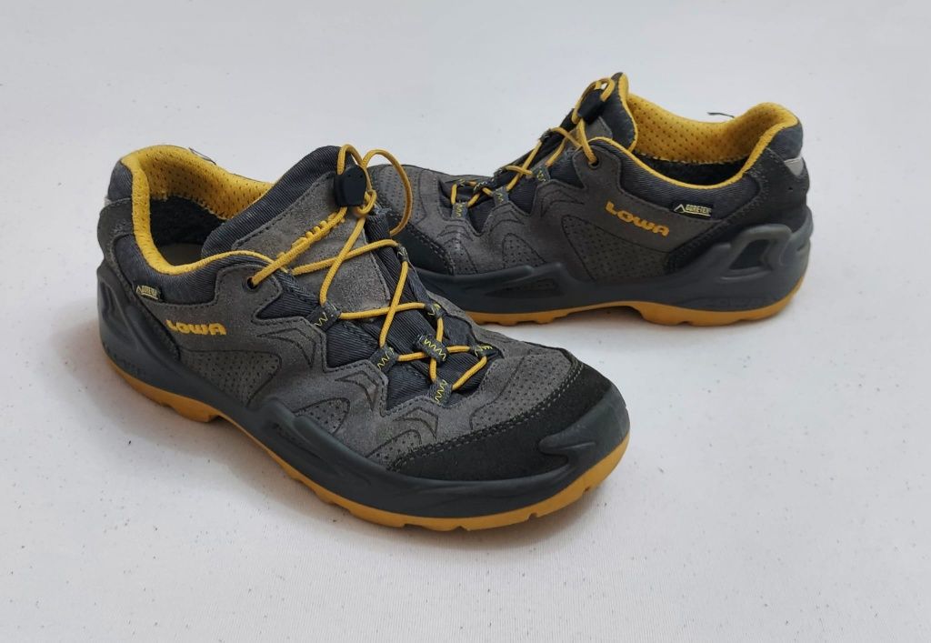 Ghete LOWA Diego GTX antracit/galben, pantofi Gore-Tex, trekking 36 EU