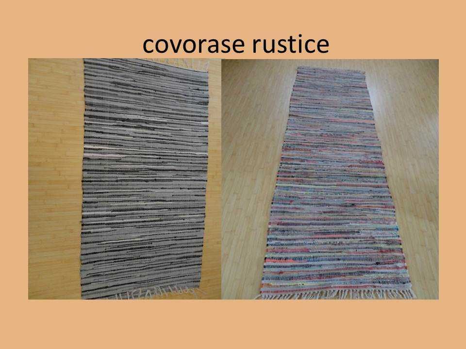 doua covoare rustice (presuri), tesute la razboi, materiale ecologice