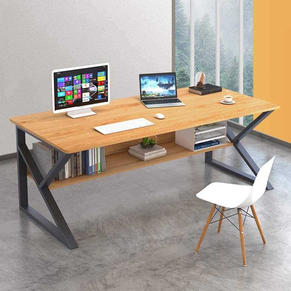 Birou design modern,gaming,multifunctional,raft depozitare,100x60x72cm