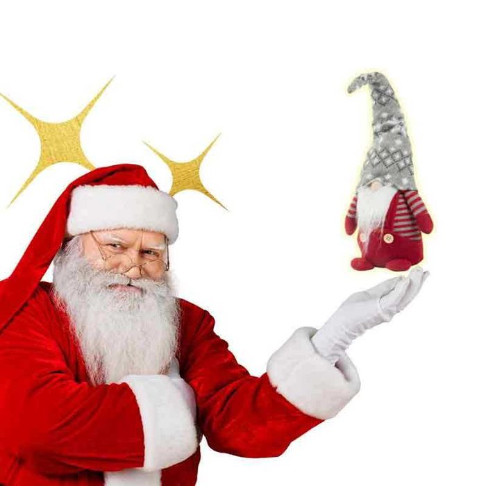 Коледен гном червен с брада, 38 см, мека декоративна фигура