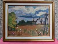 Tablou ,pictura ulei pe carton,pictor Liviu Teclu