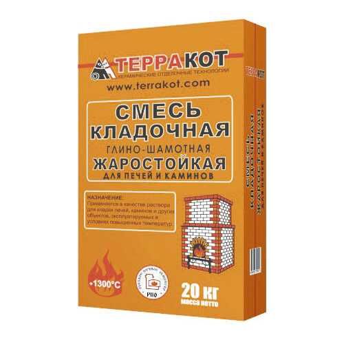 Смесь кладочная жаростойкая глино-шамотная для печей и каминов 20 кг