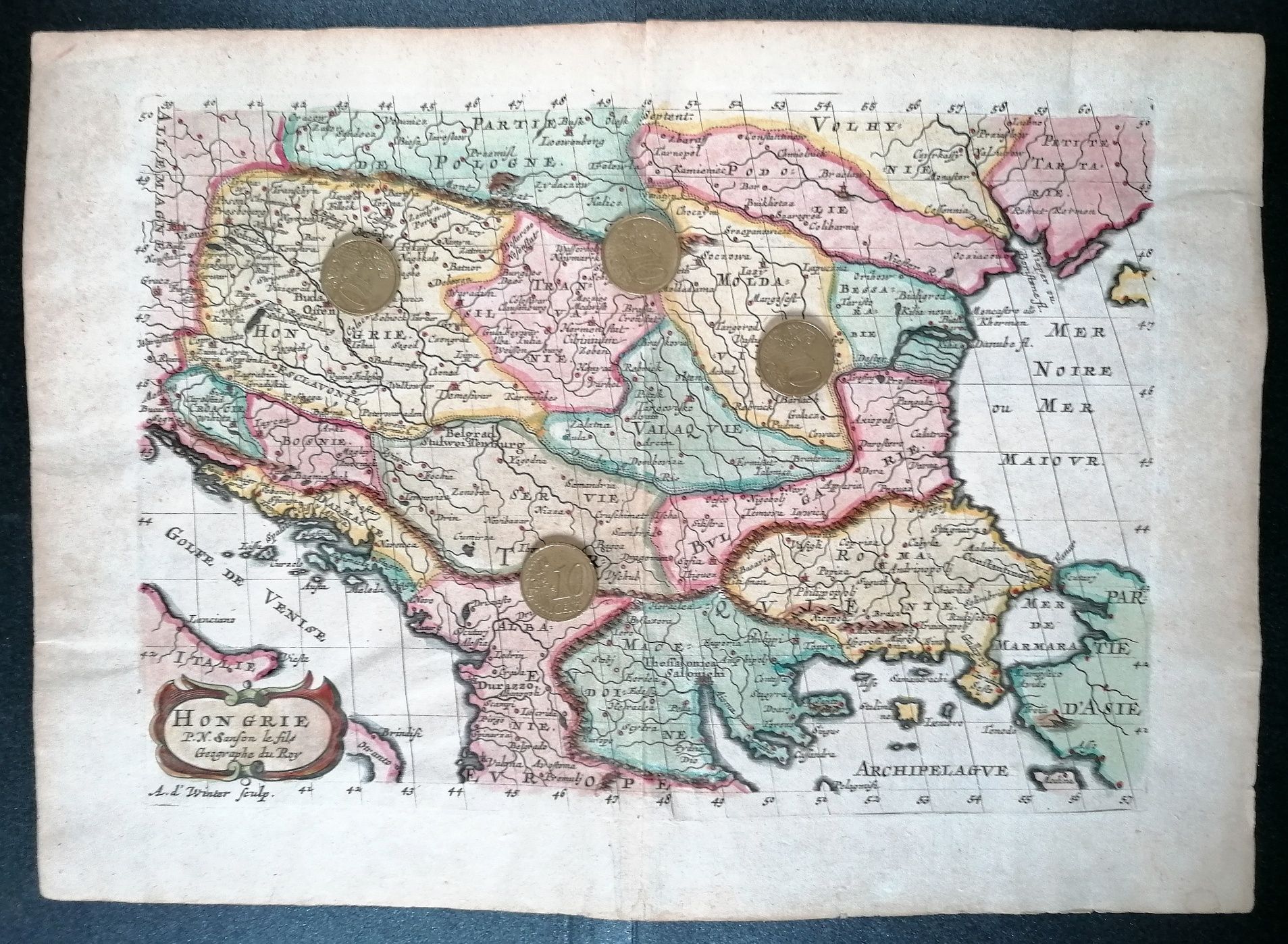 Hartă 1638, Principate, Transilvania, cartograf francez celebru