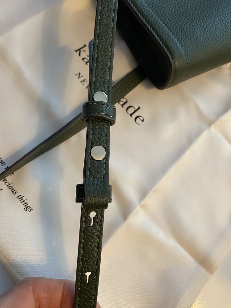 Poseta piele naturala Kate Spade crossbody culoare verde feriga