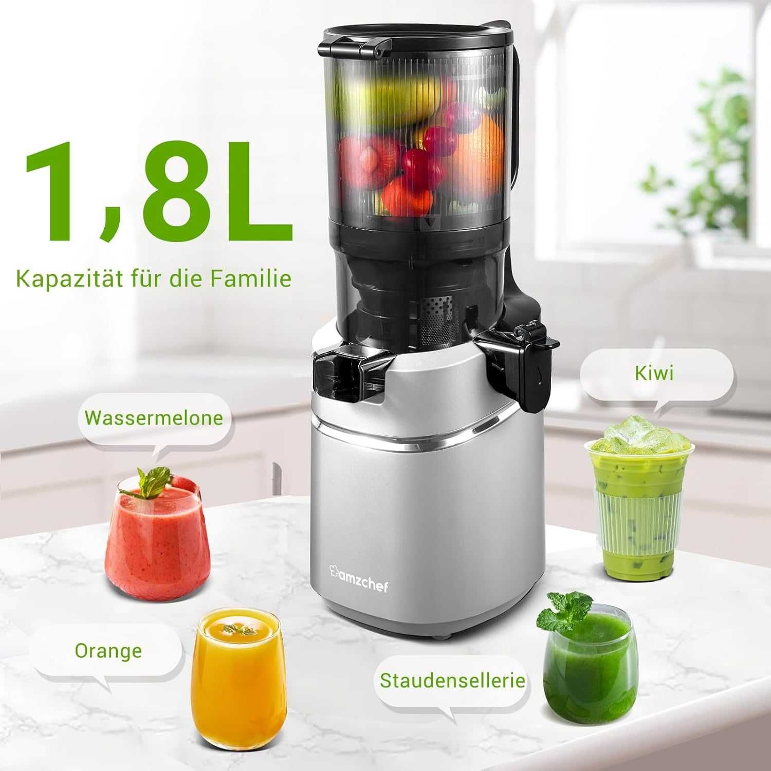 Сокоизстисквачка Amzchef All-in-One 250W електрическа преса за плодове
