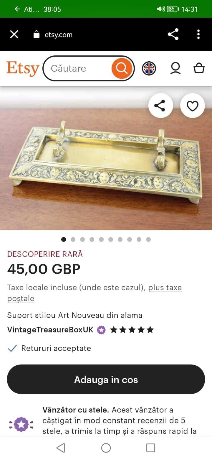 Set vintage de birou calimara Art Noveau