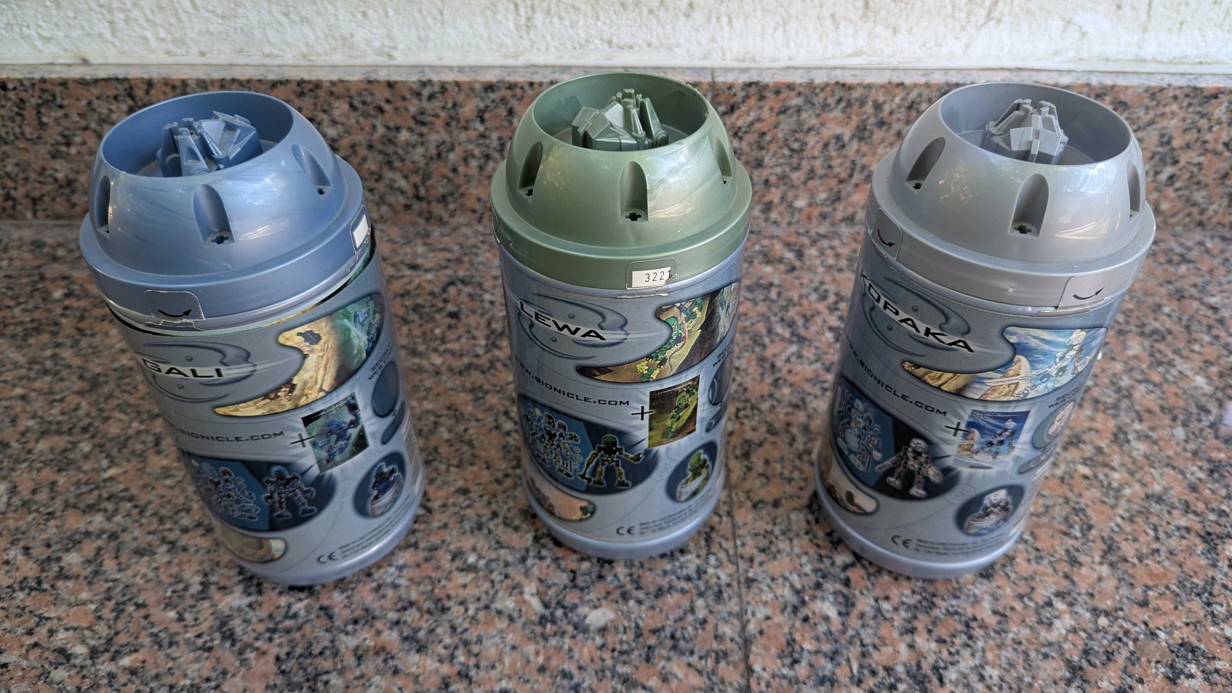 3 seturi LEGO Bionicle: Gali, Lewa, Kopaka