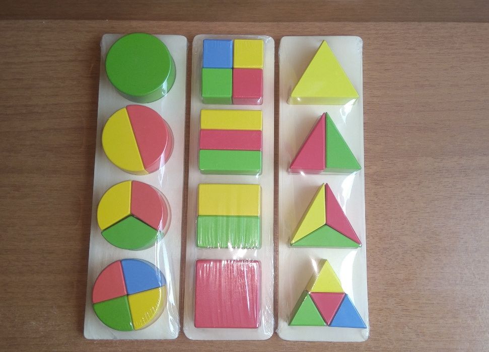 Големи Дървени геометрични фигури Монтесори Материали