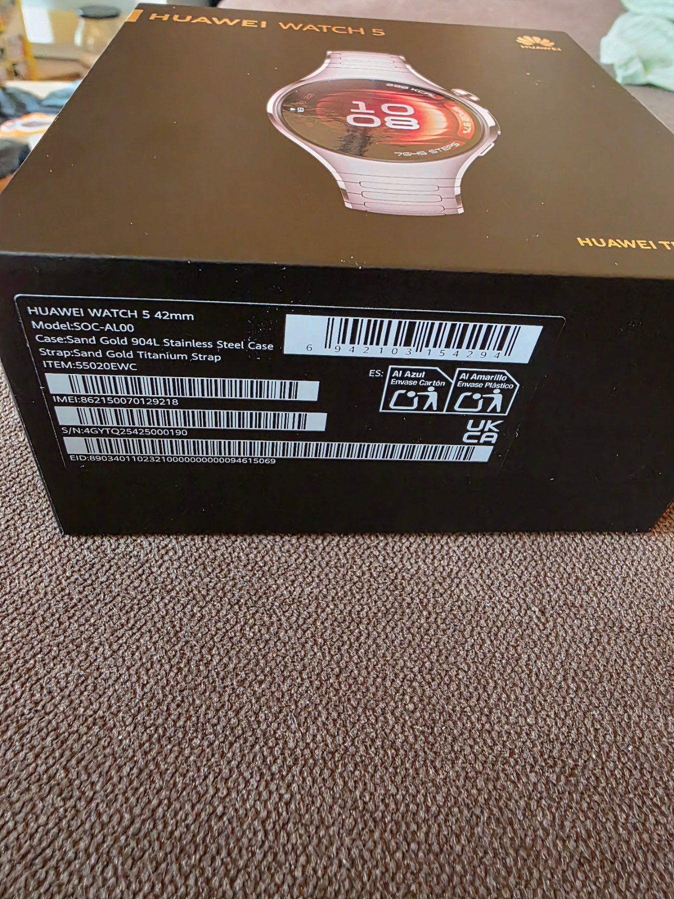 Смарт часовник Huawei - Watch 5, 42 mm, Sand Gold Titanuum Strap 42 MM