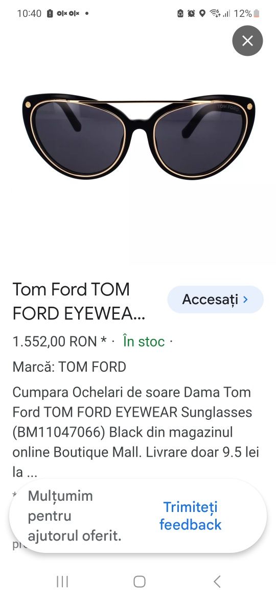 Tom Ford Ochelari soare model deosebit