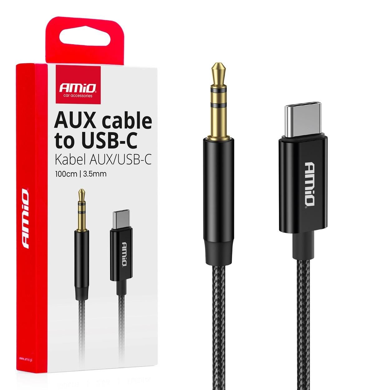 Usb-c към aux мини жак 3,5 мм 1 м аудио кабел amio-04294
