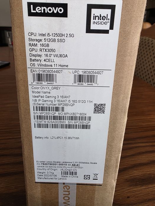 Lenovo Gaming  16 GB Ram.512 SSD