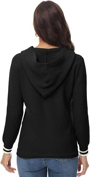 Hanorac cu gluga tricotat pentru femei, S,M,L, negru, Negociabil