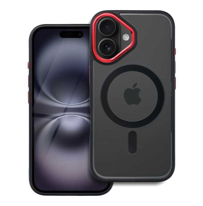 Husa MagSafe iPhone 16 . 16 Pro . iPhone 16 Plus - Black / Red