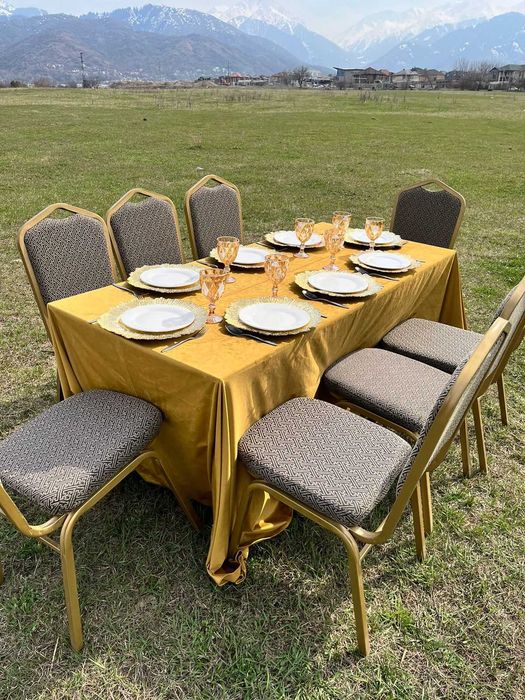 Столы стулья посуда жер стол коктейльный бочки черные Аренда/прокат