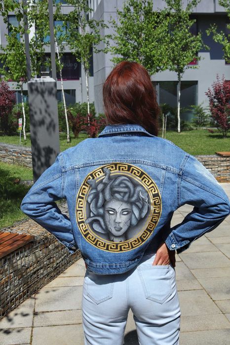 Geaca denim pictata manual