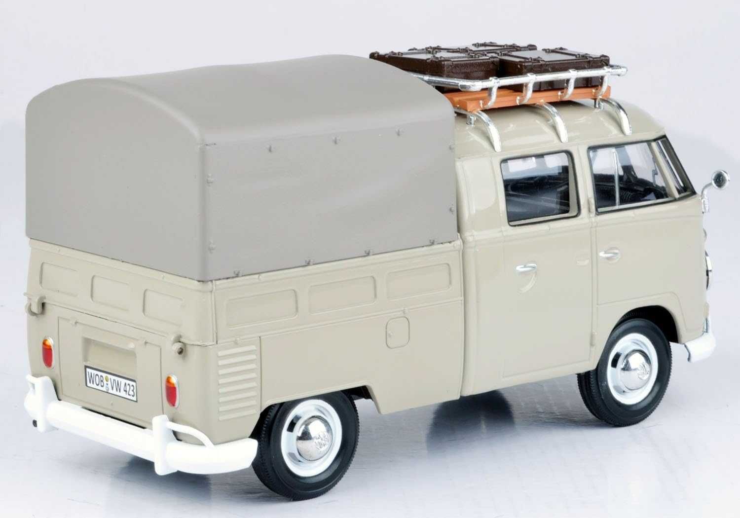 Метална количка кола Volkswagen 1:24 VW T1 Ван с покрито ремарке