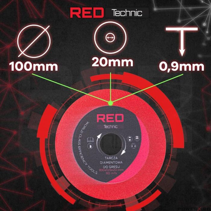 Disc pentru taiat placi ceramice, diametru 100mm, 100x0.9x20 mm, Red