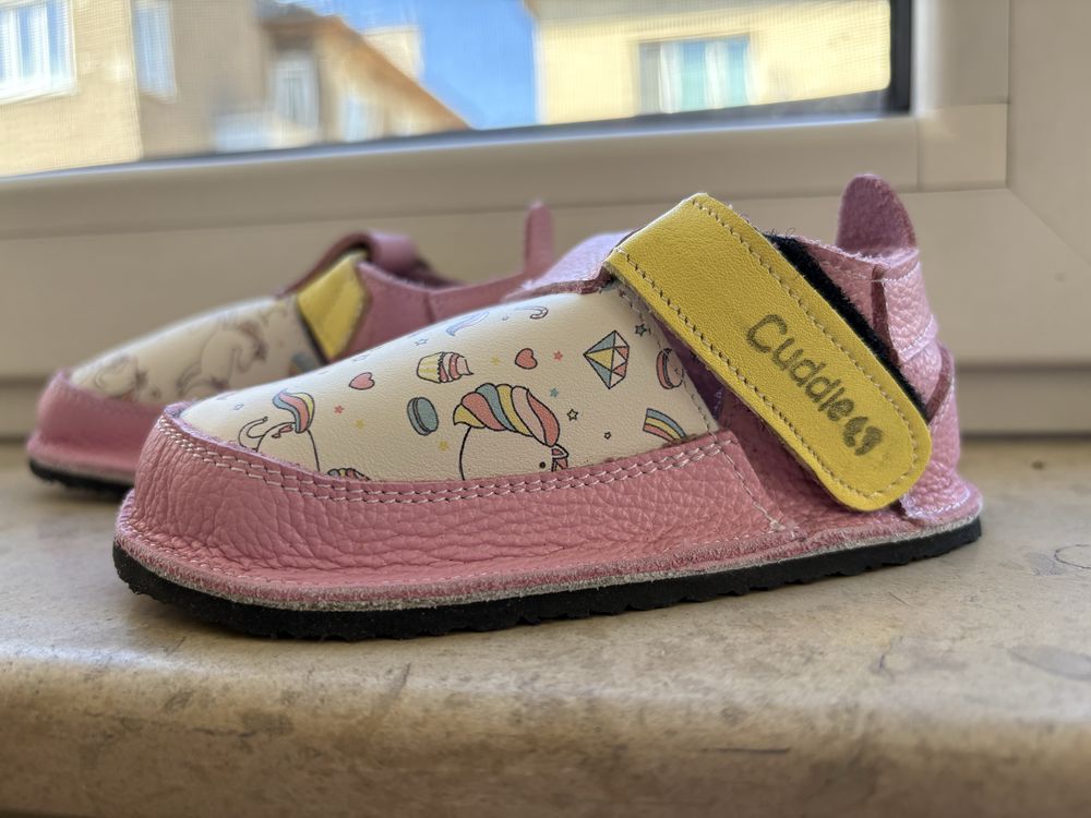 Детски боси обувки/пантофи Cuddle Shoes, розови, ест. кожа, 22 номер