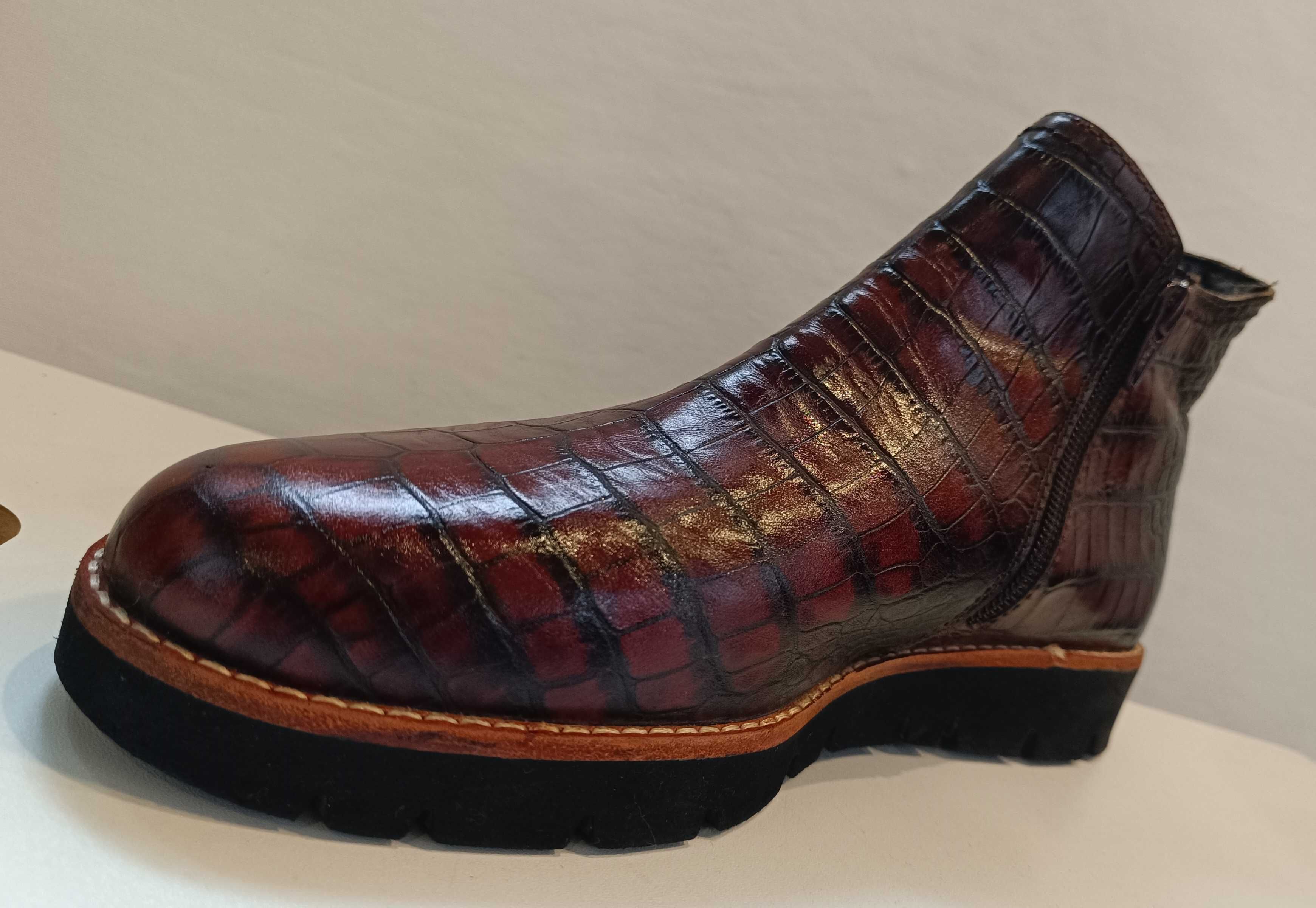 Ghete chelsea plain toe Lavoratione Artigianale piele naturala embosat