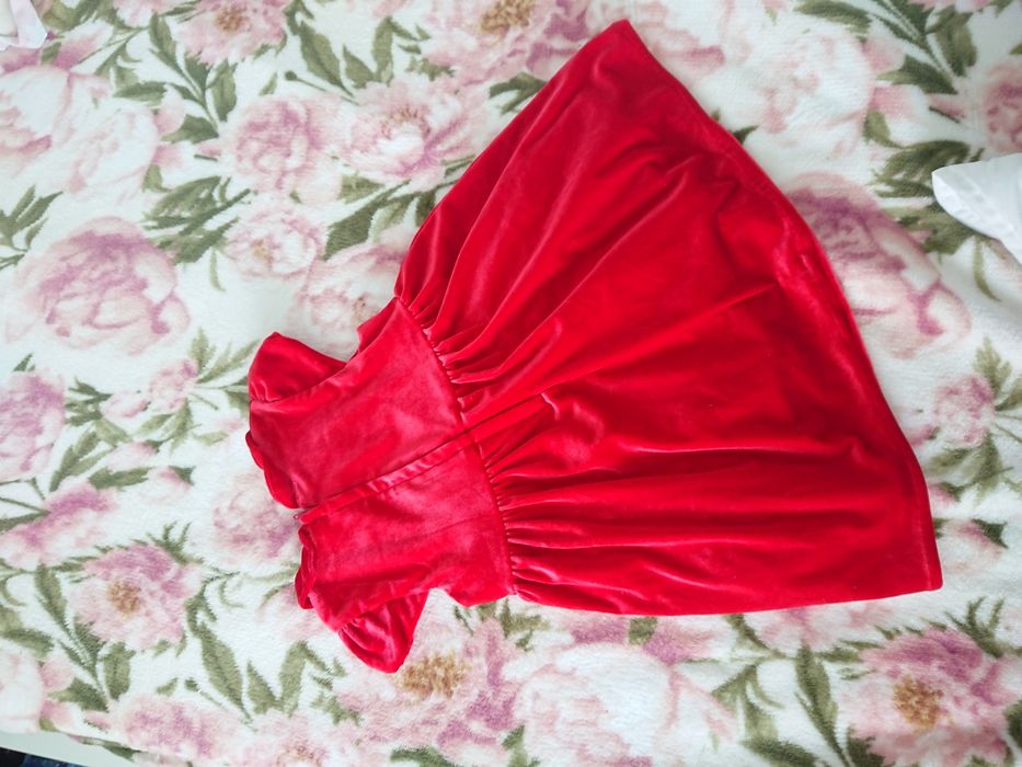 Rochiță roșie de catifea H&M, 80-86 cm, 1-2 ani