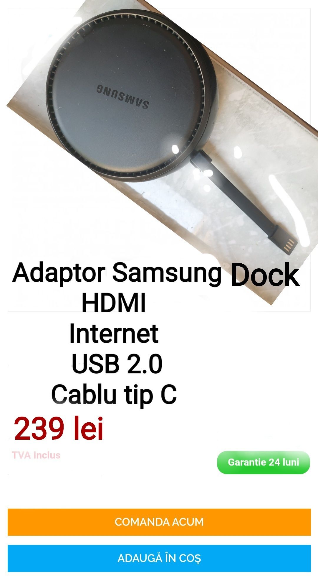 Adaptor dock Samsung  HDMI, USB 2.0, Internet, incarcator Fast Lord