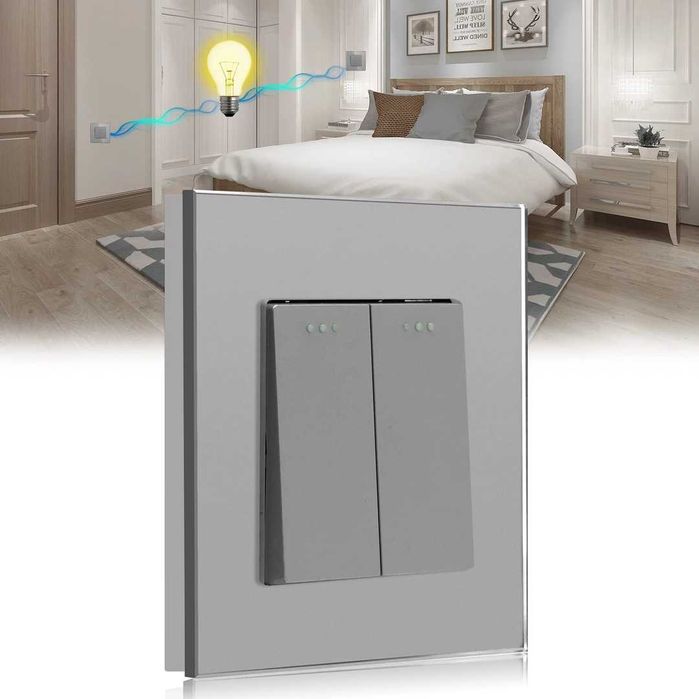 Intrerupator BSEED 2 Gang 2 Way Two Way Switch,Grey Screwless ,10A