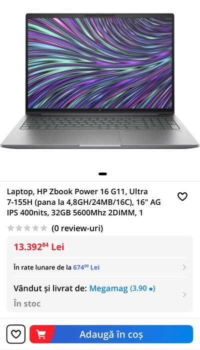 Laptop Hp Zenbook power G11 Intel Ultra 7 32Gb ram