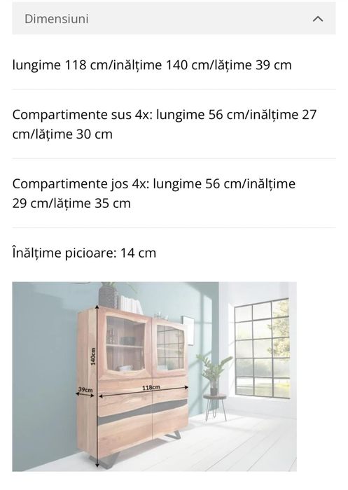 Bufet/Minibar din lemn de salcâm Amazonas