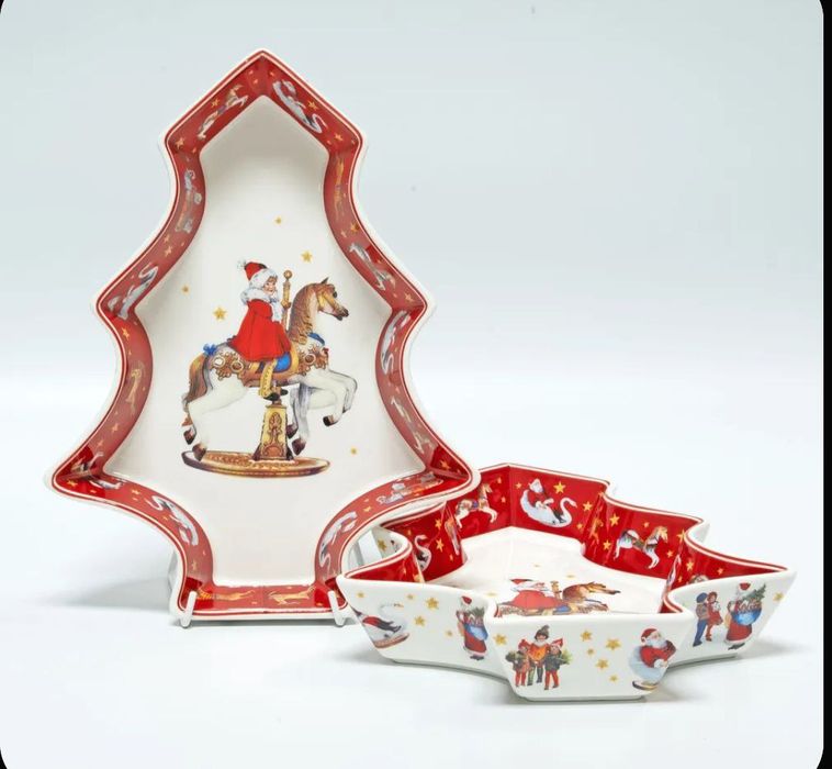 Фарфоровый шикарный набор блюд 2 шт новогодние  Ёлка