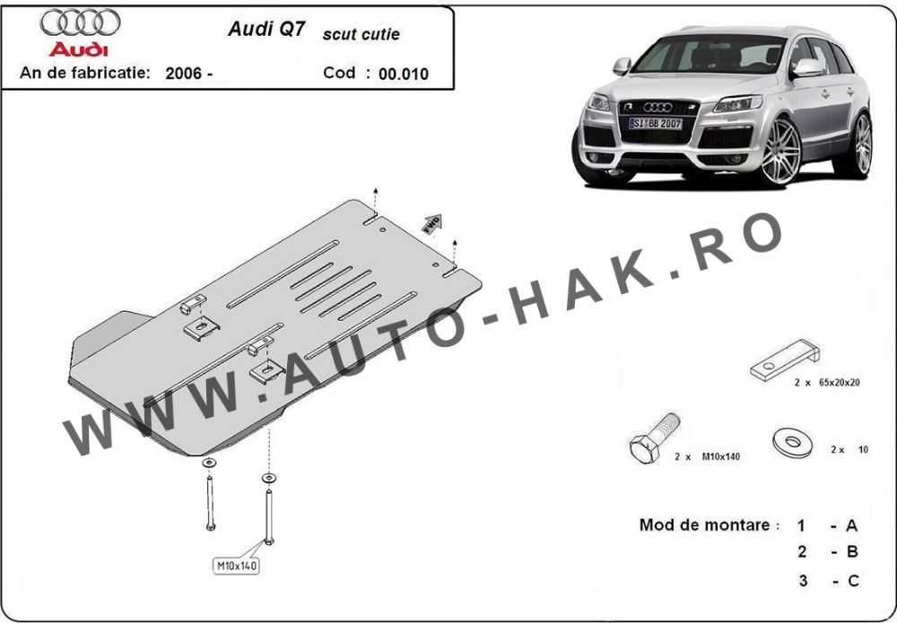 Scut metalic pentru cutia de viteze Audi Q7 2006 - 2015