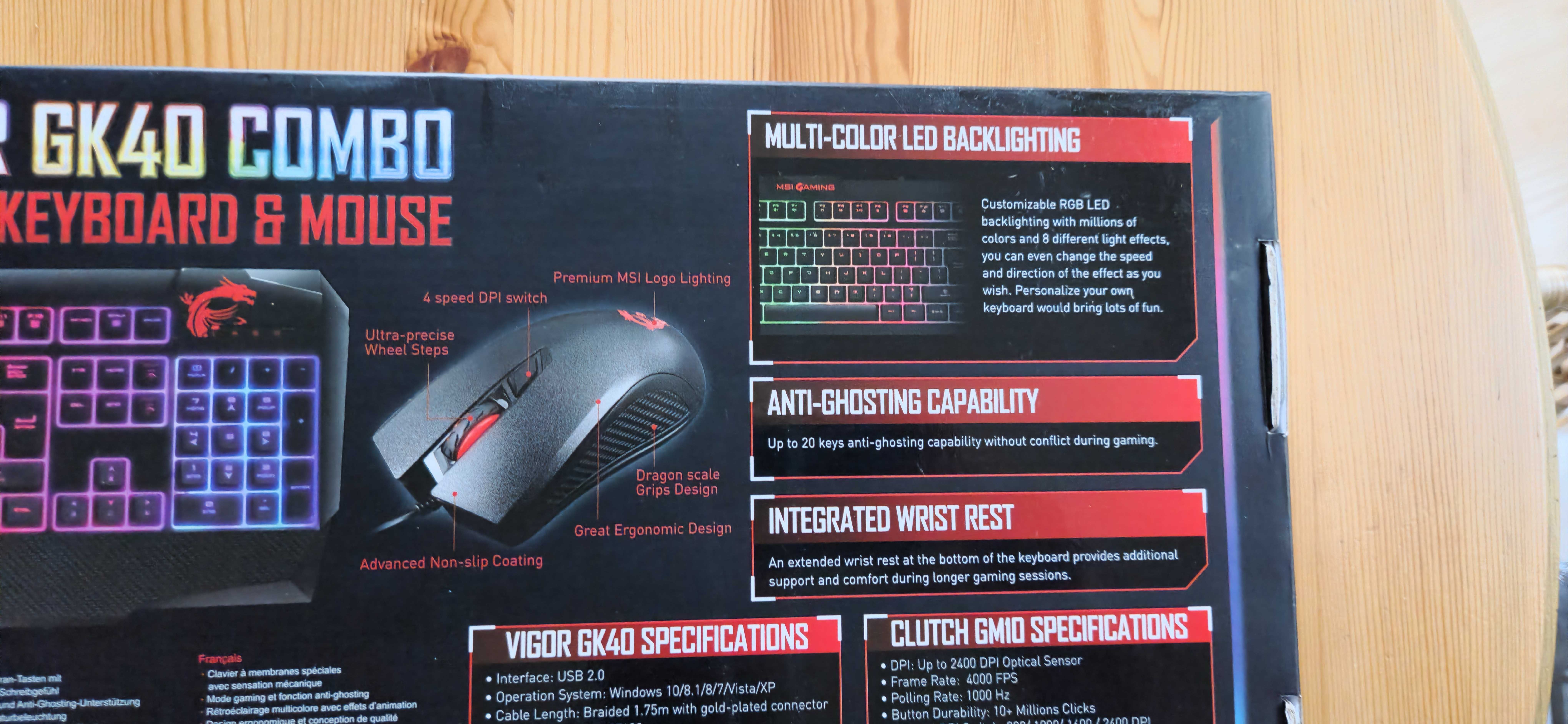 Геймърска клавиатура и мишка MSI VIGOR GK40 Combo/Gaming keyboard