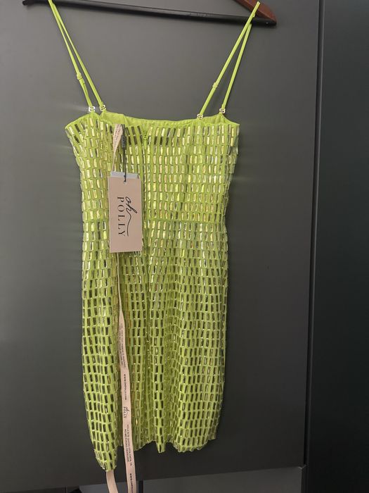 Зелена къса рокля  Ohpolly с камъни с етикет нова