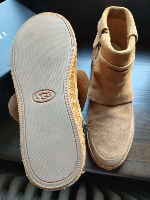 Ghete scurte UGG piele, camel, nr 37 bun ptr 35/36
